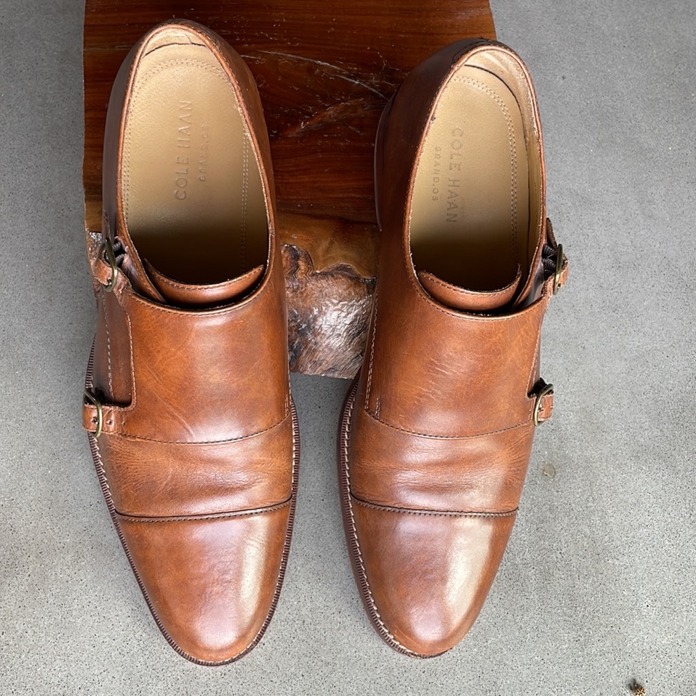 Men’s Classic Double Monk, Cole Haan, tan, cognac, size 11 1/2 M Barely worn - Picture 3 of 6